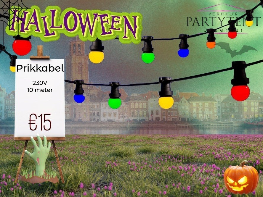 Prikkabel 10m huren gekleurde lampjes Halloween, Ophalen, Nieuw, Halloween of Griezel