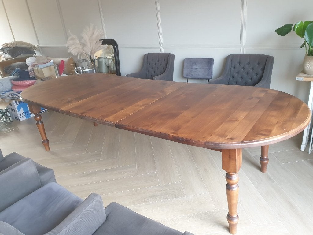 Eettafel met 8 stoelen en aanzetstuk, Ophalen, Gebruikt, 200 cm of meer, 50 tot 100 cm
