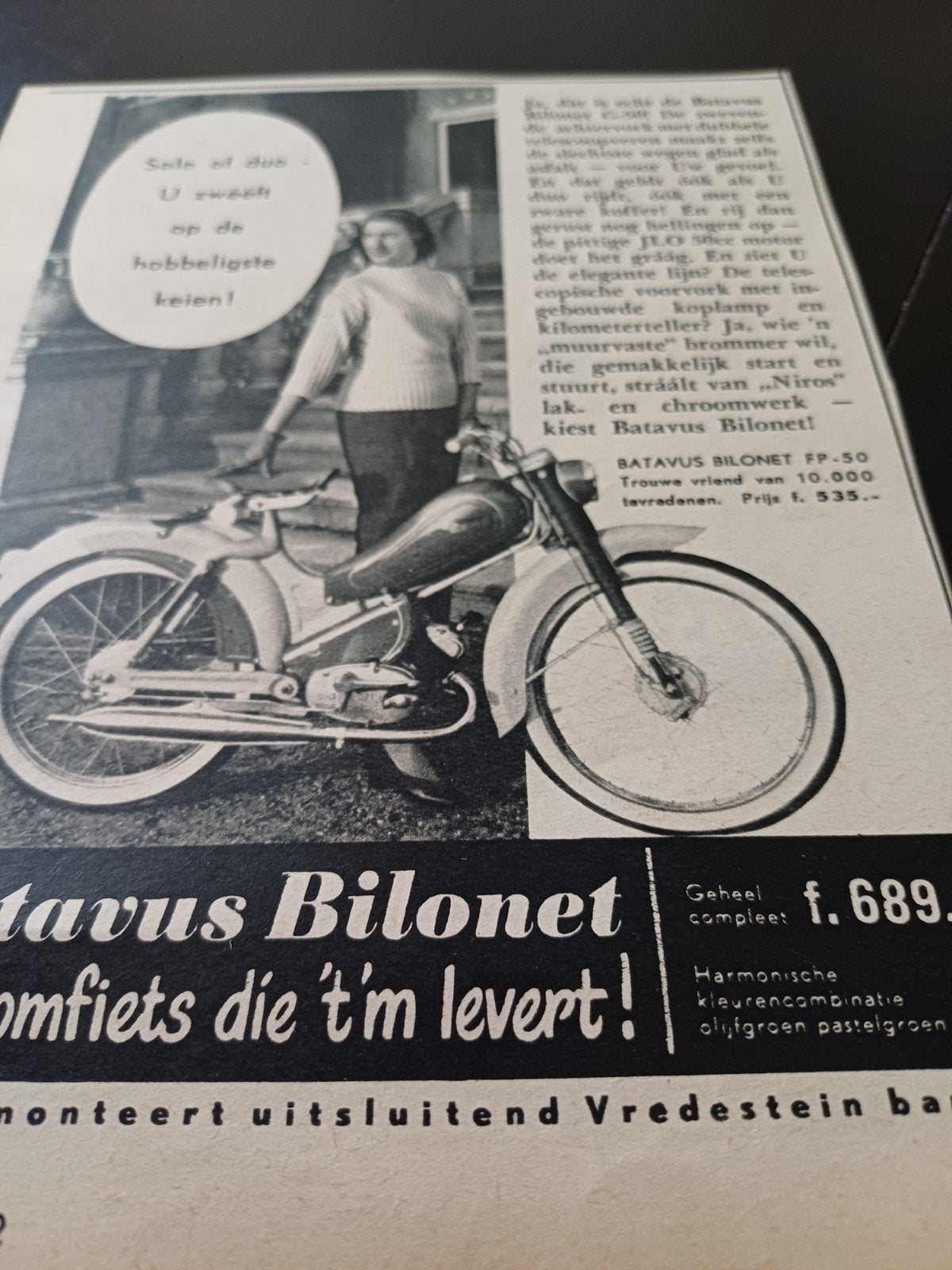 advertentie van Batavus bilonet G 50 1956, Ophalen of Verzenden, Zo goed als nieuw, Overige typen