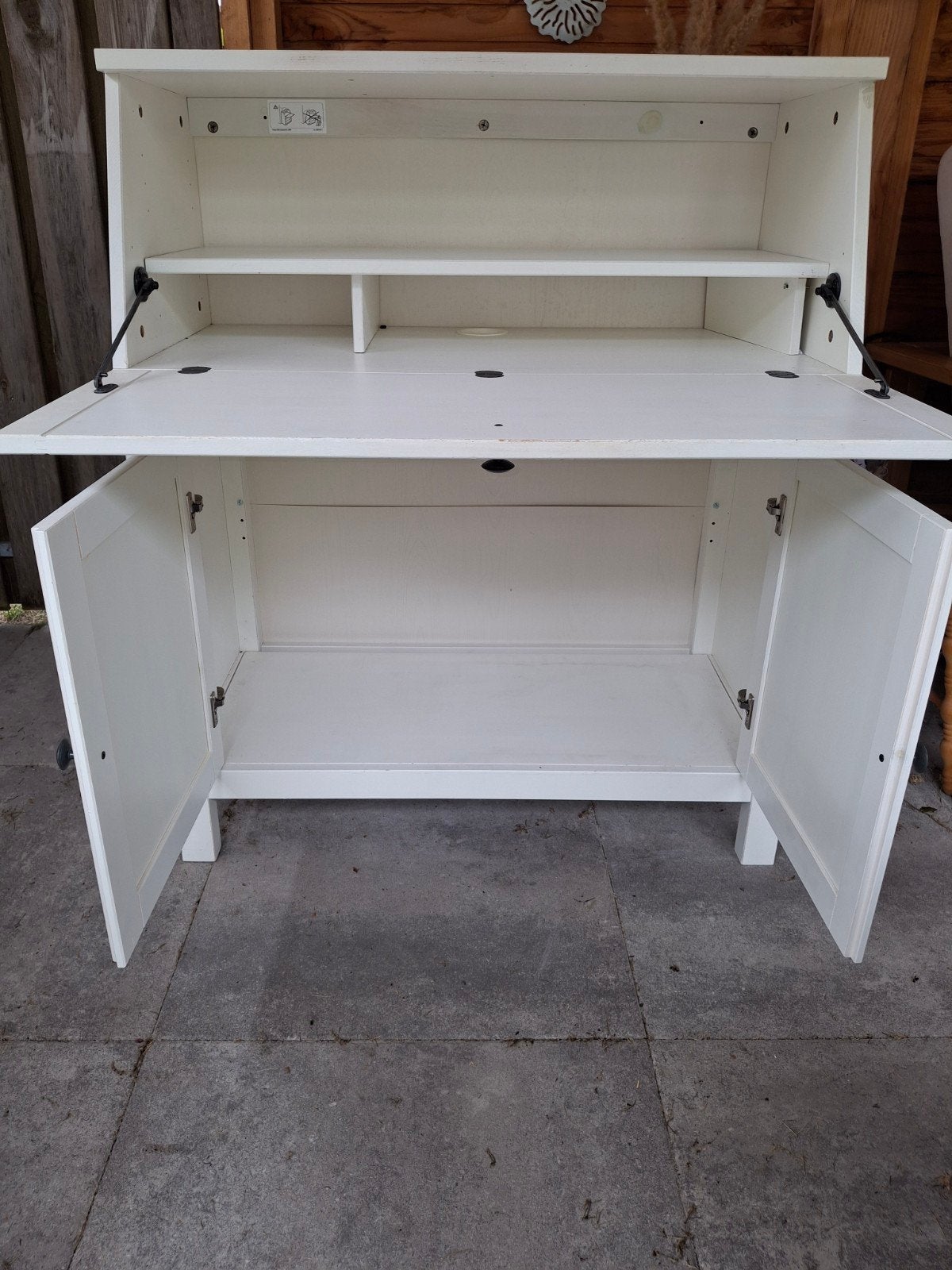 Wit secretaire bureau met opbergruimte, Ophalen, Opbergruimte, Gebruikt, Hout