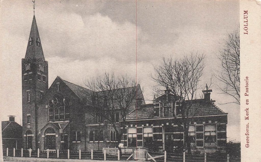 703-359-011 Gereform Kerk en Pastorie Lollum, Verzenden, Voor 1920, Friesland