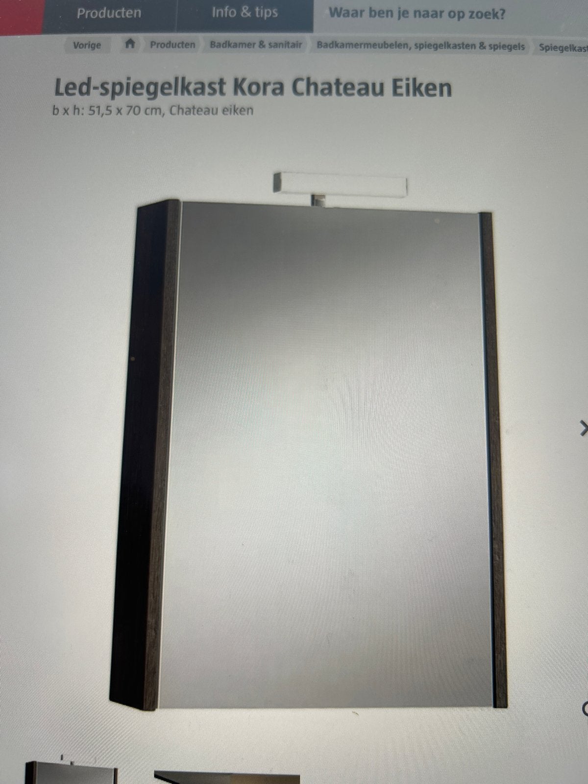 Led spiegelkast Kora Eik wit - Nieuw in doos, Huis en Inrichting, Badkamer | Badkamermeubels, Ophalen, Spiegelkast, Nieuw, 50 tot 100 cm
