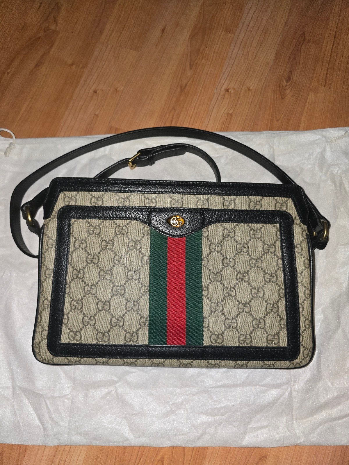 1 OP 1 LEDEREN TAS GUCCI, Ophalen of Verzenden, Zo goed als nieuw, Zwart, Handtas