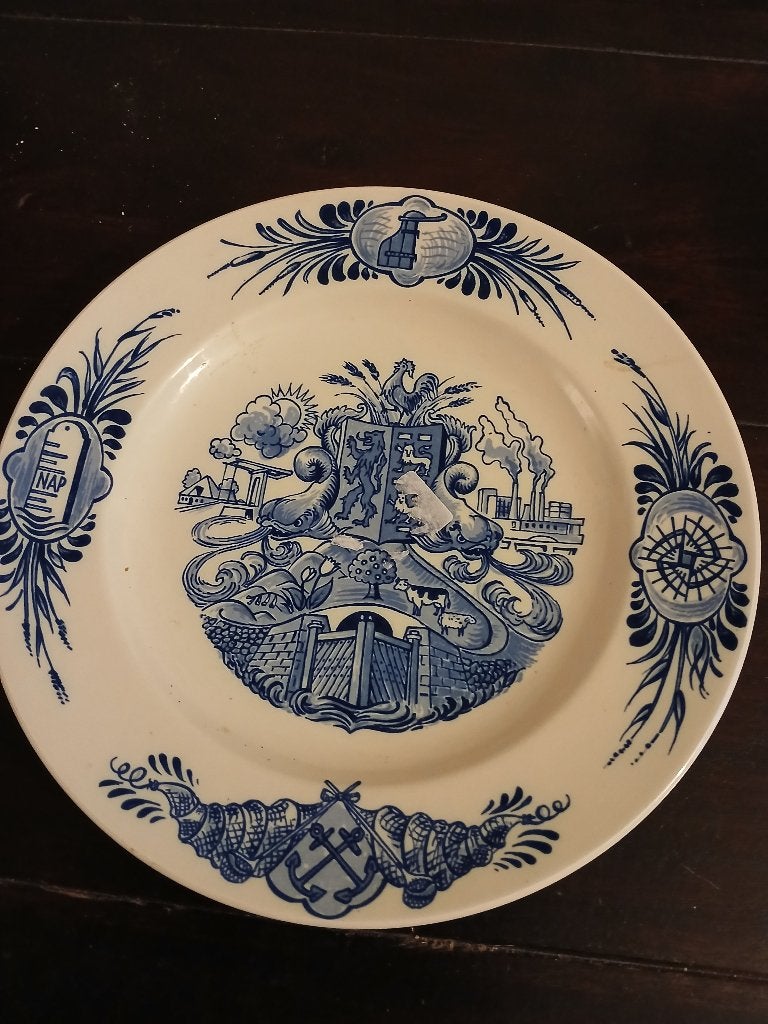 Blauw Zenit Gouda wanddbord,23,5cm, Ophalen of Verzenden