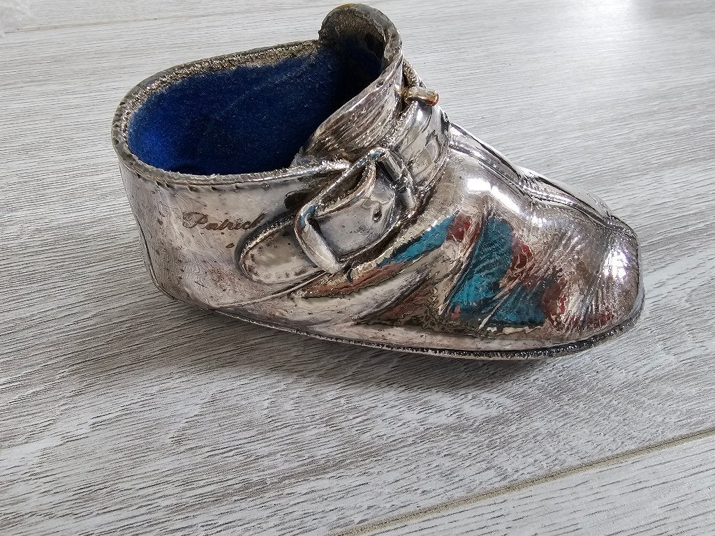 Verzilverd kinderschoentje ... Met Naam Patrick, Ophalen of Verzenden