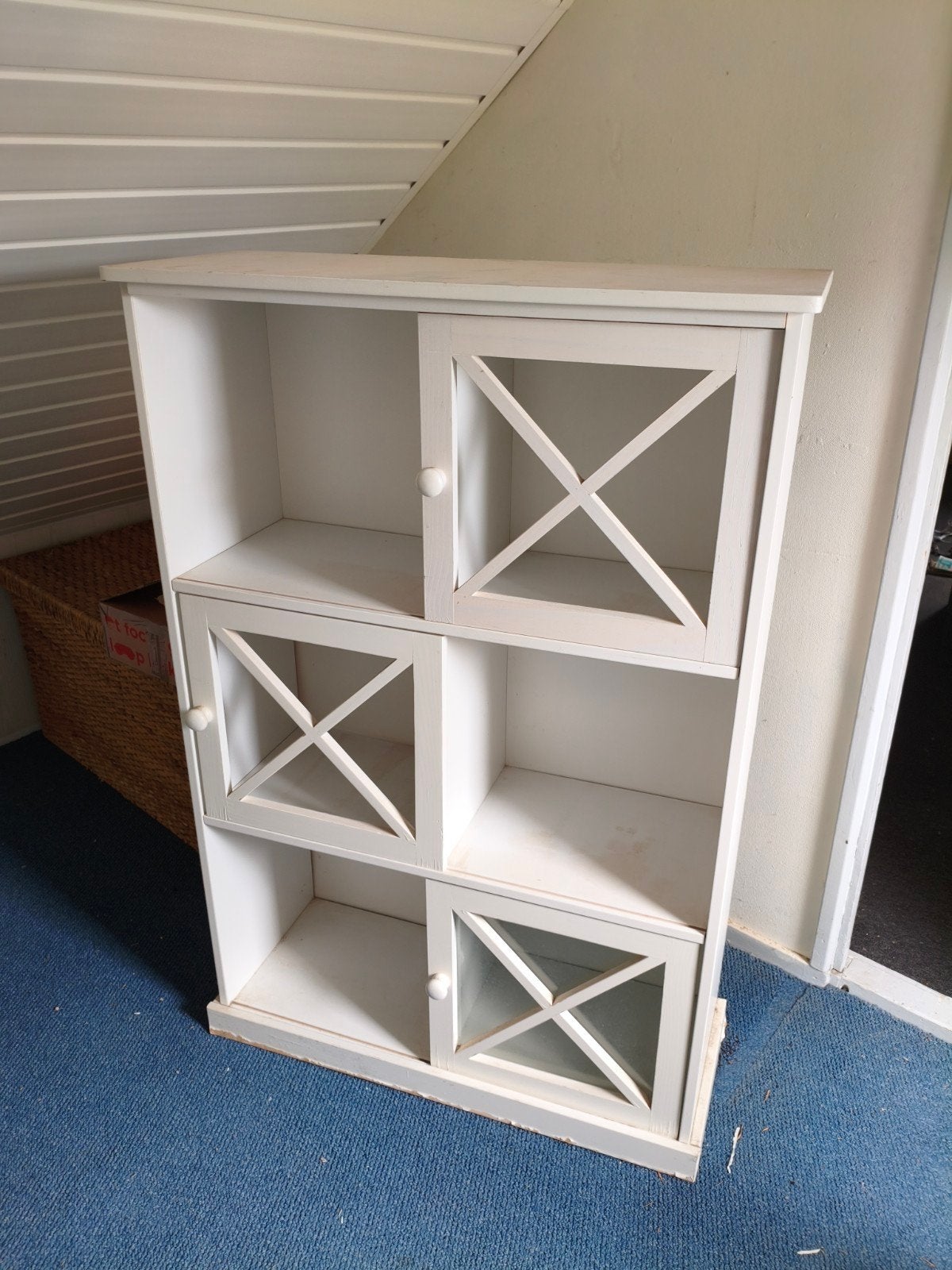 Witte kast met schuifdeuren en open vakken, Huis en Inrichting, Ophalen, 100 tot 150 cm, 50 tot 100 cm, Landelijk