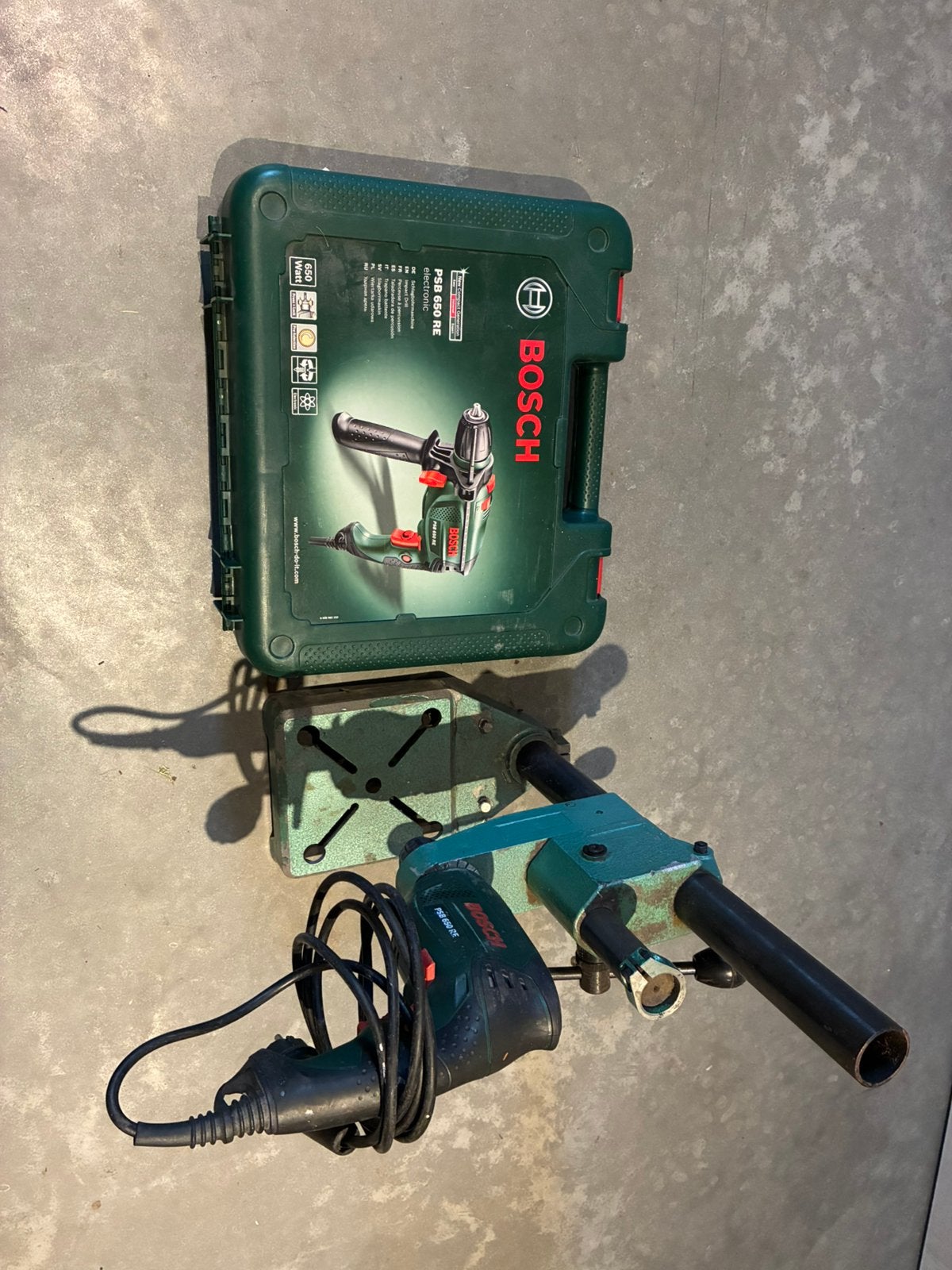 Bosch boormachine & kolom standaard, Ophalen, Gebruikt, Boormachine