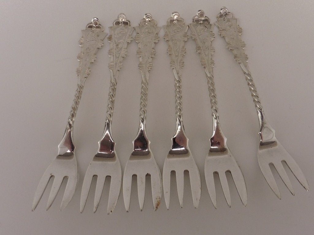 6 zilveren vorkjes Hanekam                              Z112, Ophalen of Verzenden, Zilver