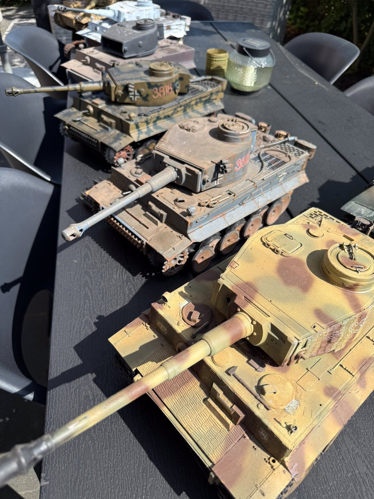4x 1/16 henglong tiger 1 xPanther tanks en onderdelen, Ophalen of Verzenden, Gebruikt, 1:32 tot 1:50