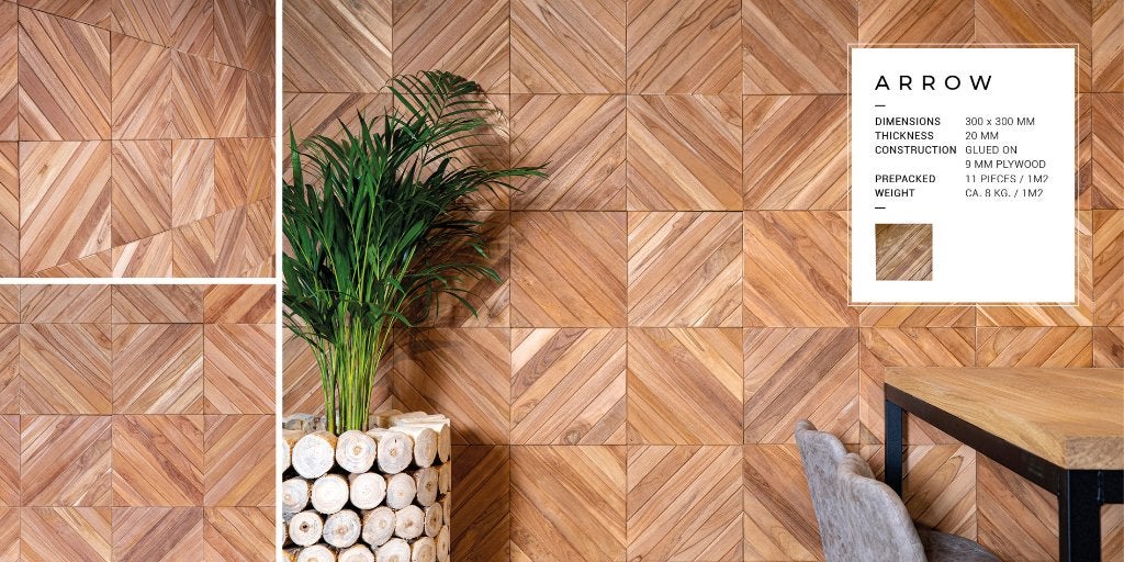 teak wall panels, 30 cm, 30 cm, Hout, Nieuw
