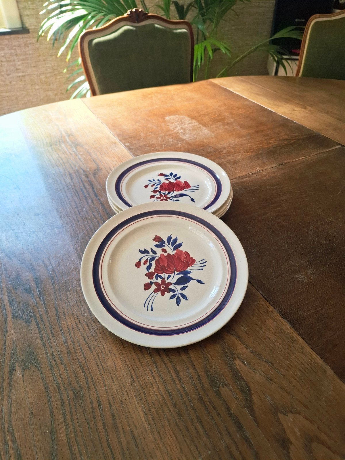 Vintage ontbijtborden Boch - set van 5, Ophalen of Verzenden