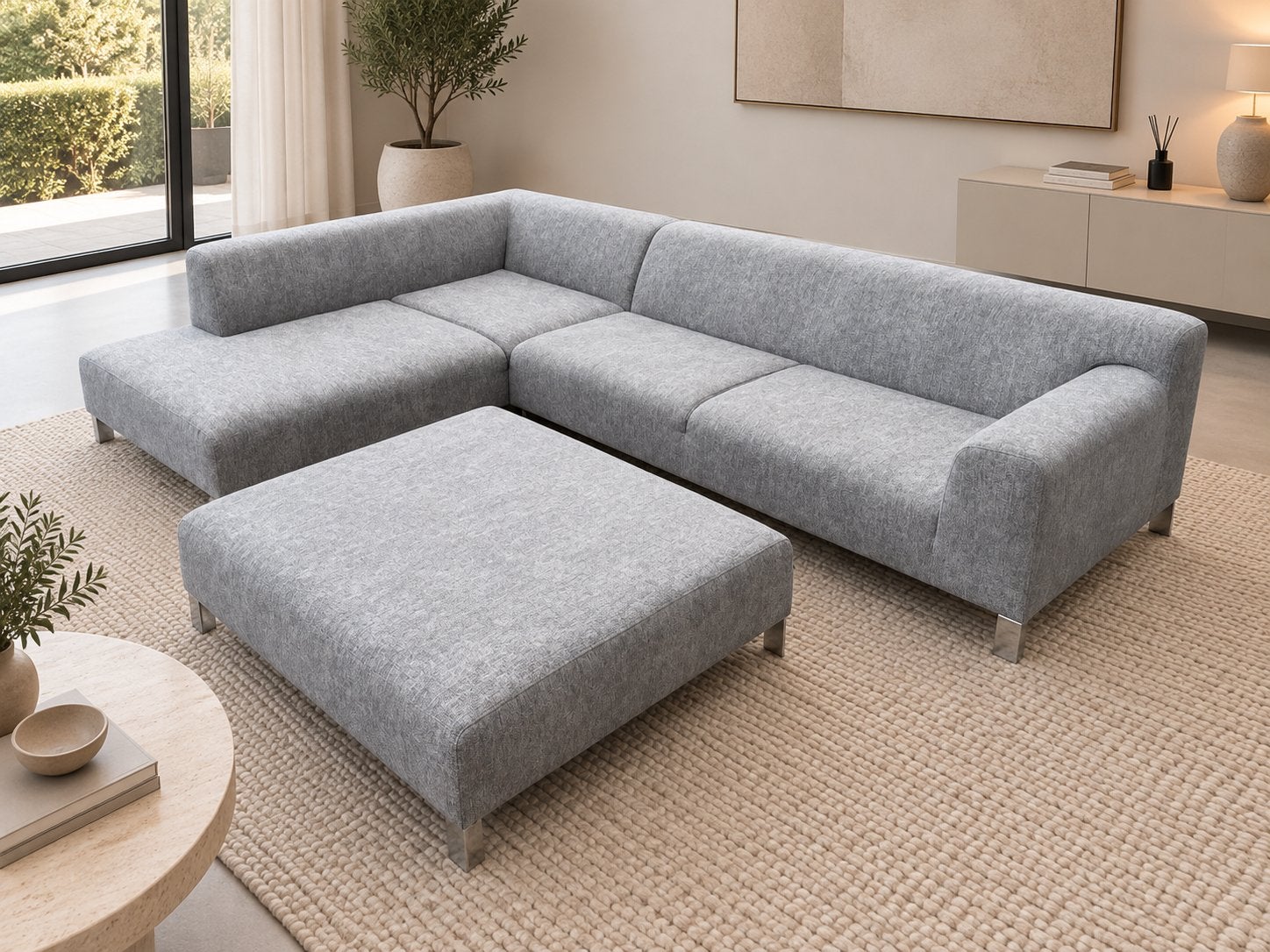 GRATIS LEVERING | SUR&PLUS HOEKBANK + HOCKER | NIEUWSTAAT, Design hoekbank, Hoekbank, 300 cm of meer, Ophalen of Verzenden