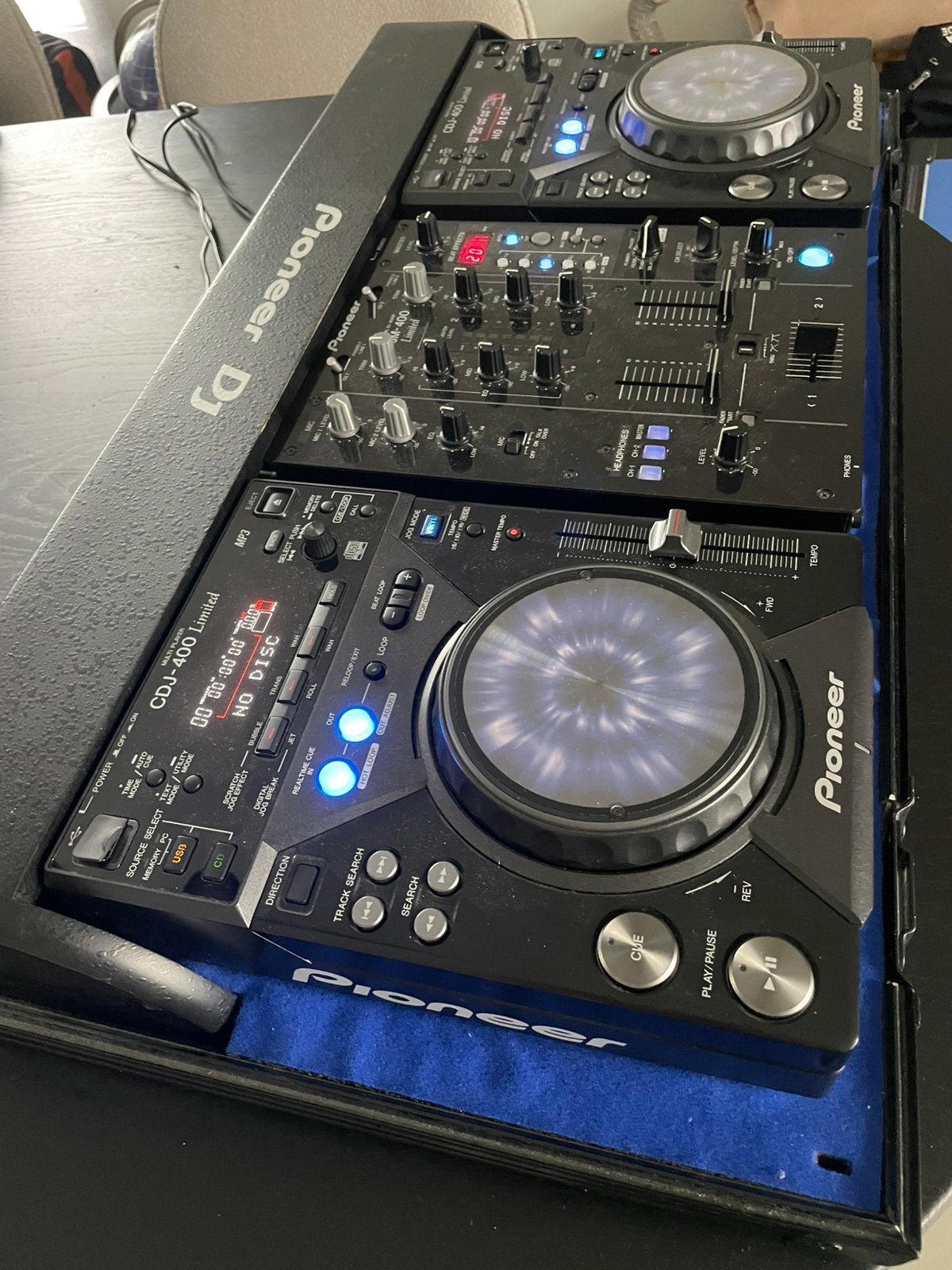 Pioneer dj limited set cdj400 djm400 blue edition flightcase, Muziek en Instrumenten, Ophalen, Zo goed als nieuw, Pioneer