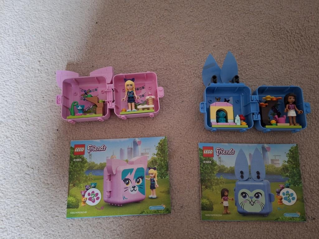 LEGO Friends Speelkubus Kat & Konijn (41665 & 41666), Lego, Friends, Ophalen of Verzenden, Complete set