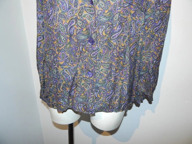 Valentino zijde vintage retro blouse paisley print kleur I44, Maat 38/40 (M), Zo goed als nieuw, Valentino, Meerkleurig