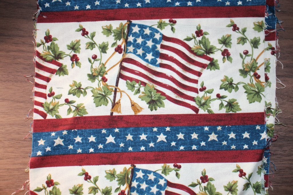 Coupon 100% katoen stof - rood/blauw USA flag planten #4083, Beige, Nieuw, Ophalen of Verzenden, 30 tot 120 cm