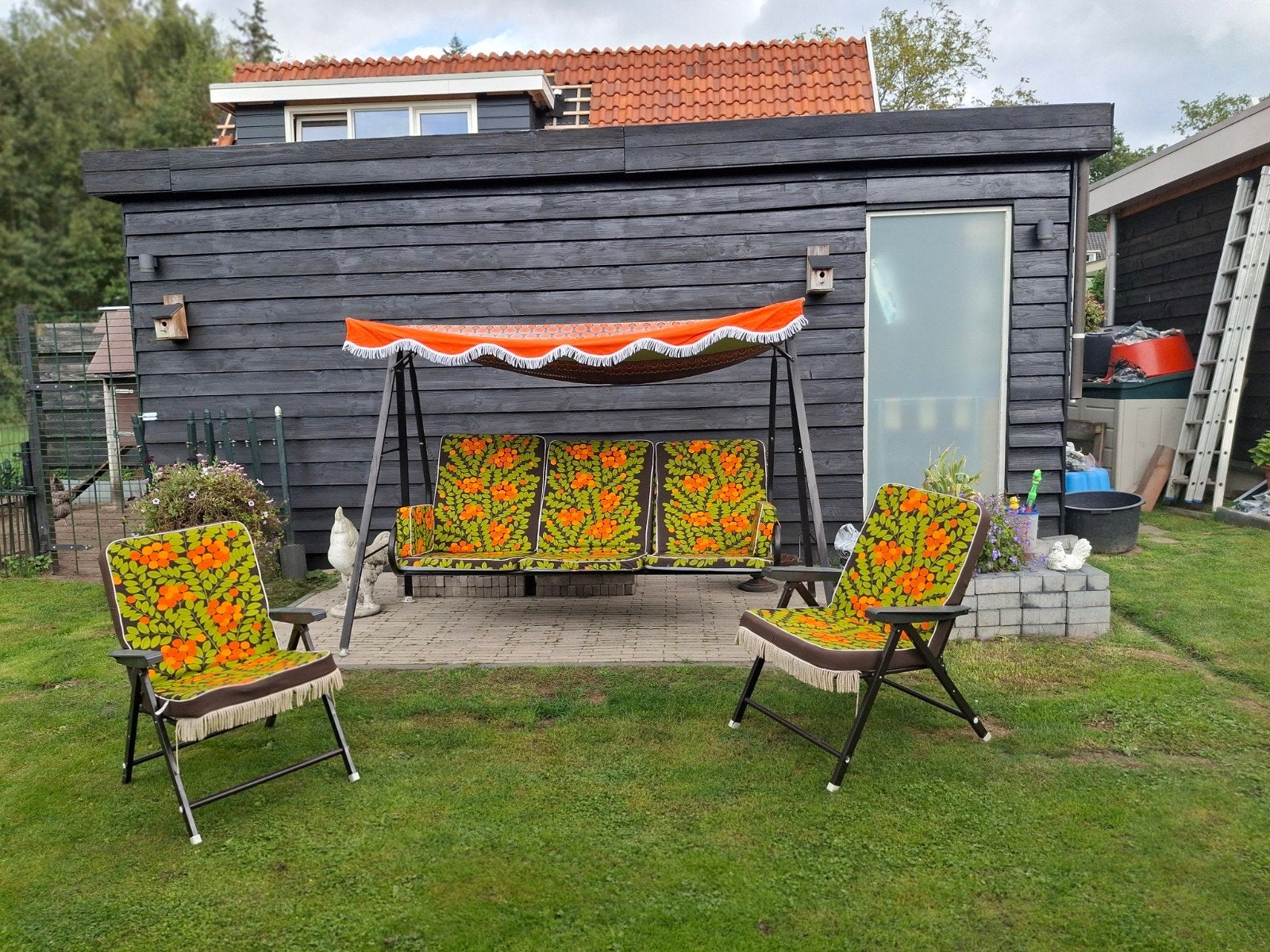 vintage jaren 70 tuinset, schommelbank  3 delig, Tuin en Terras, Ophalen, Gebruikt, Overige materialen