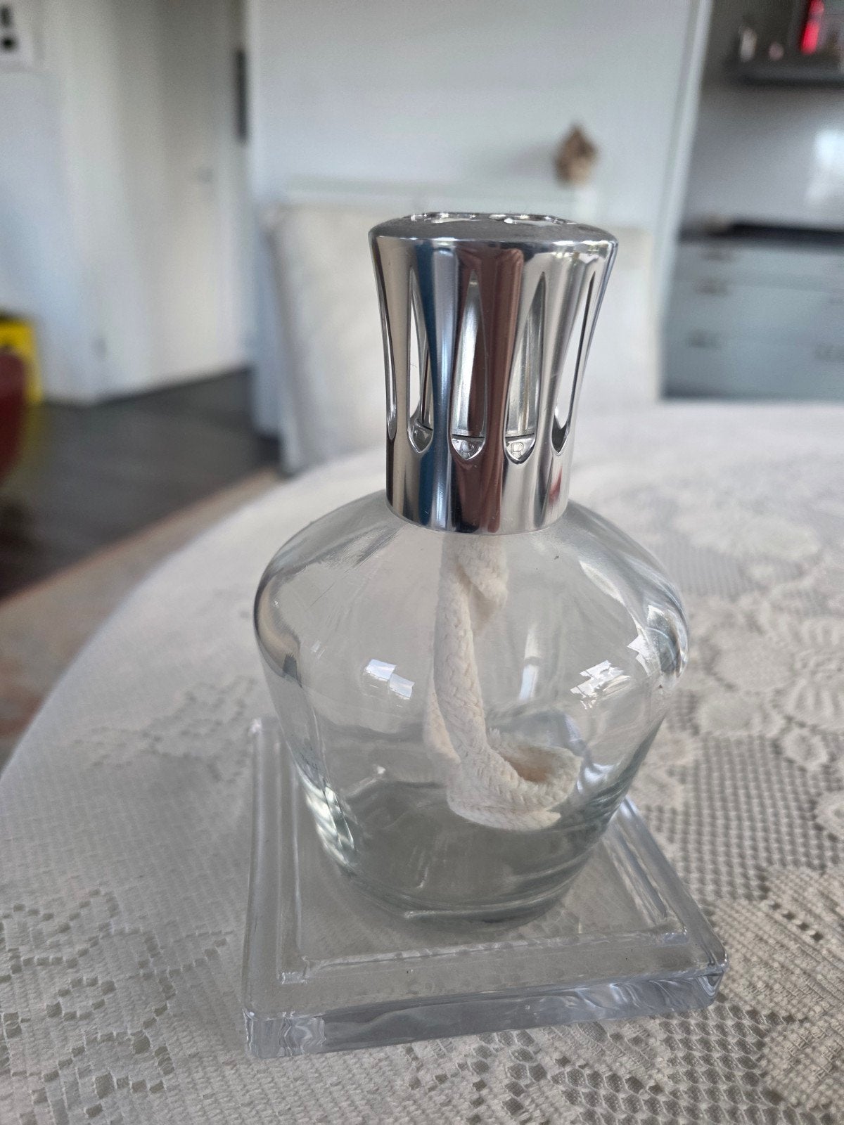 Lampe Berger Aroma Diffuser - Zo goed als nieuw, Huis en Inrichting, Ophalen of Verzenden, Zo goed als nieuw, Zilver, Glas