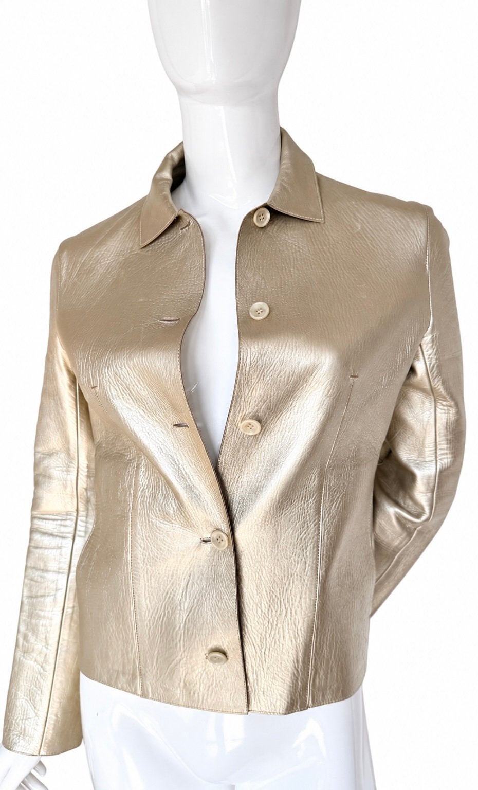 PRADA METALLIC GOUDEN LEREN JASJE, 36, NEW €2.200,- 💖💖💖, Overige kleuren, Ophalen of Verzenden, Zo goed als nieuw, Jasje