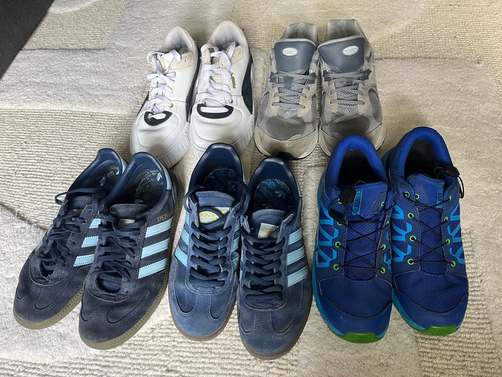 Diverse sneakers: Adidas Spezial, Puma, NB, Salomon Maat 38, Kleding | Dames, Ophalen of Verzenden, Gedragen, Blauw, Sneakers of Gympen
