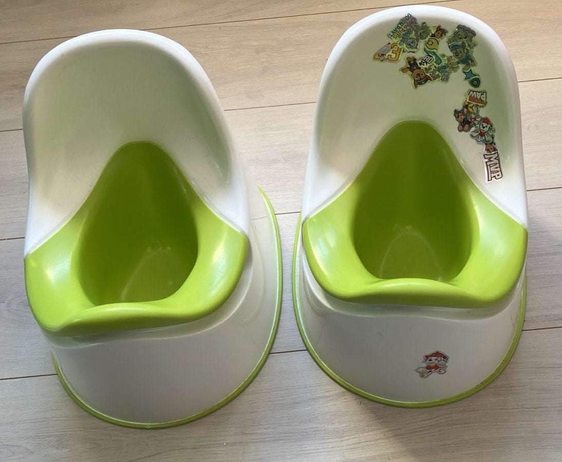 2x IKEA LILLAGUN Potje Wit/Groen met Paw Patrol Stickers, Ophalen, Gebruikt