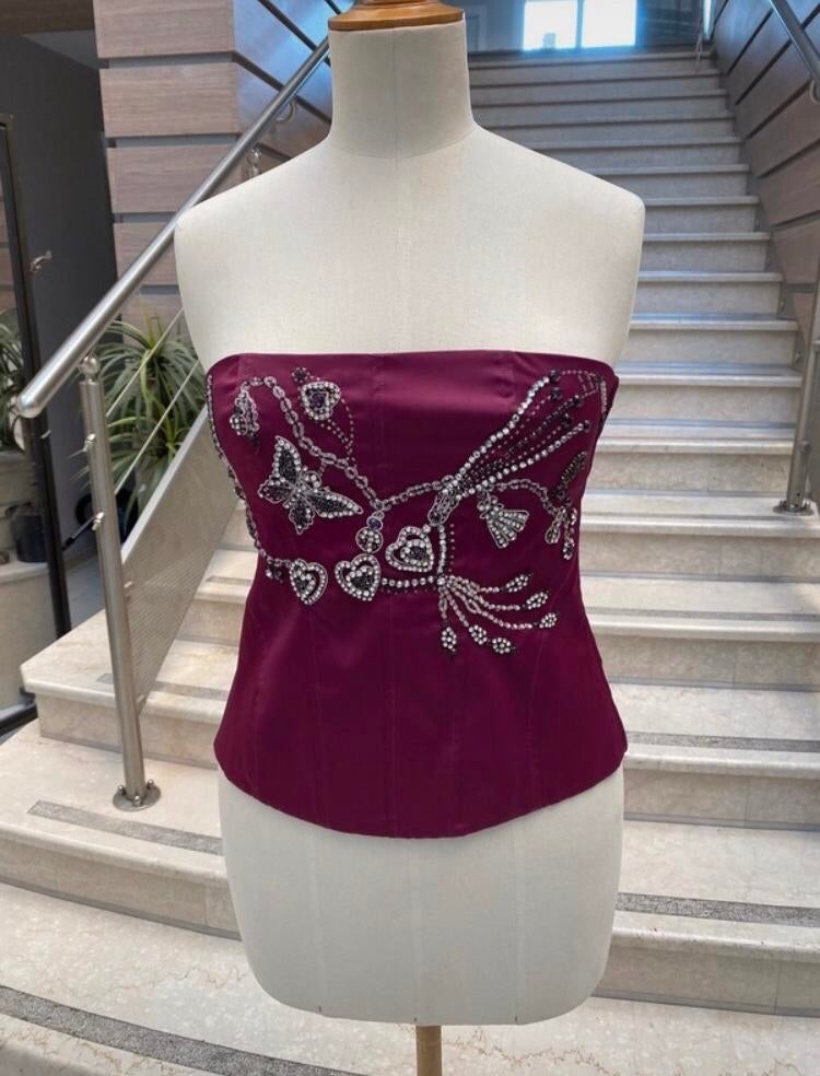 Karen Millen korset met strass steentjes., Kleding | Dames, Tops, Maat 38/40 (M), Overige kleuren, Ophalen of Verzenden, Zo goed als nieuw