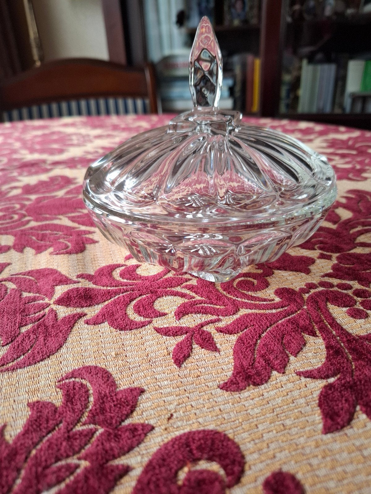 Vintage Glazen Bonbonschaal met Deksel - 17 cm, Antiek en Kunst, Ophalen of Verzenden