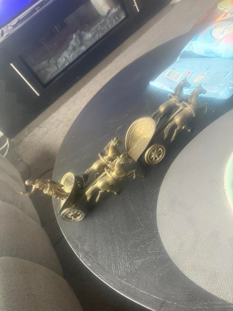 2 Franse vintage Romeinse strijdwagens, Antiek en Kunst, Antiek | Koper en Brons, Ophalen of Verzenden