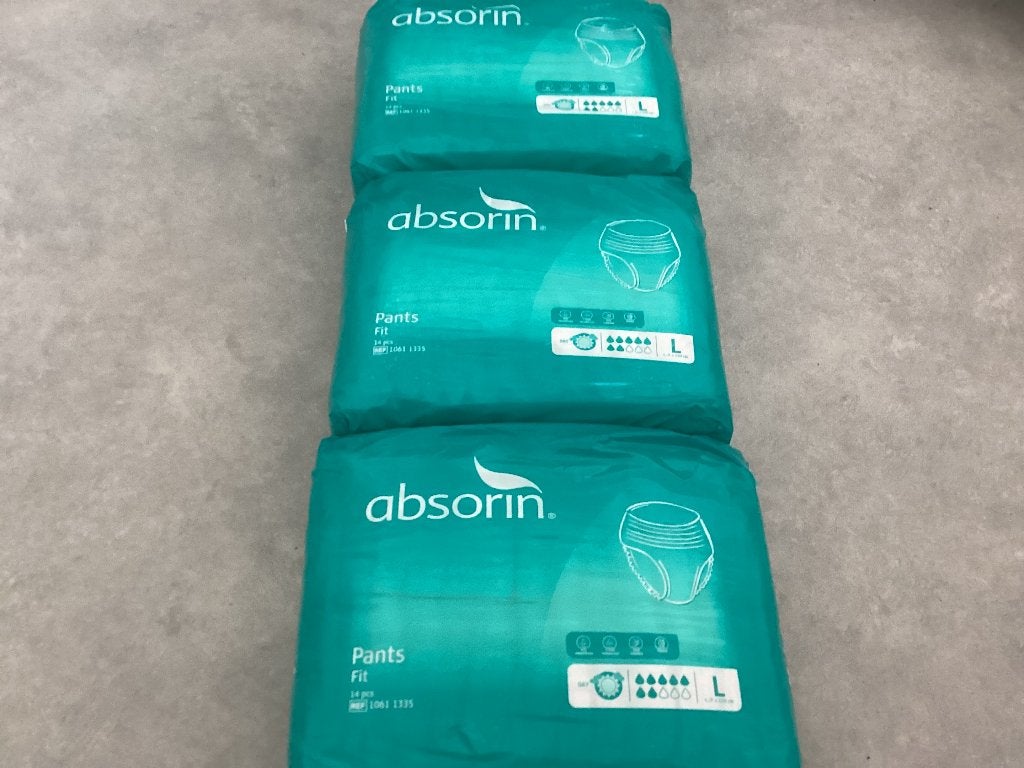 3 pakken Absorin Incontinentie broekjes L, Diversen, Ophalen of Verzenden, Nieuw