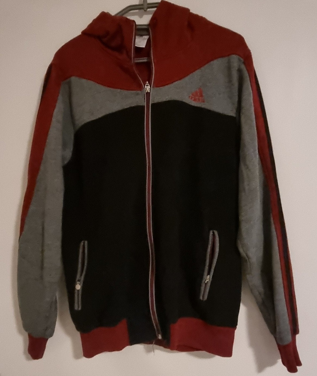 Adidas Hoodie Vest Rood Zwart Grijs Maat XL, Ophalen of Verzenden, Gedragen, Adidas