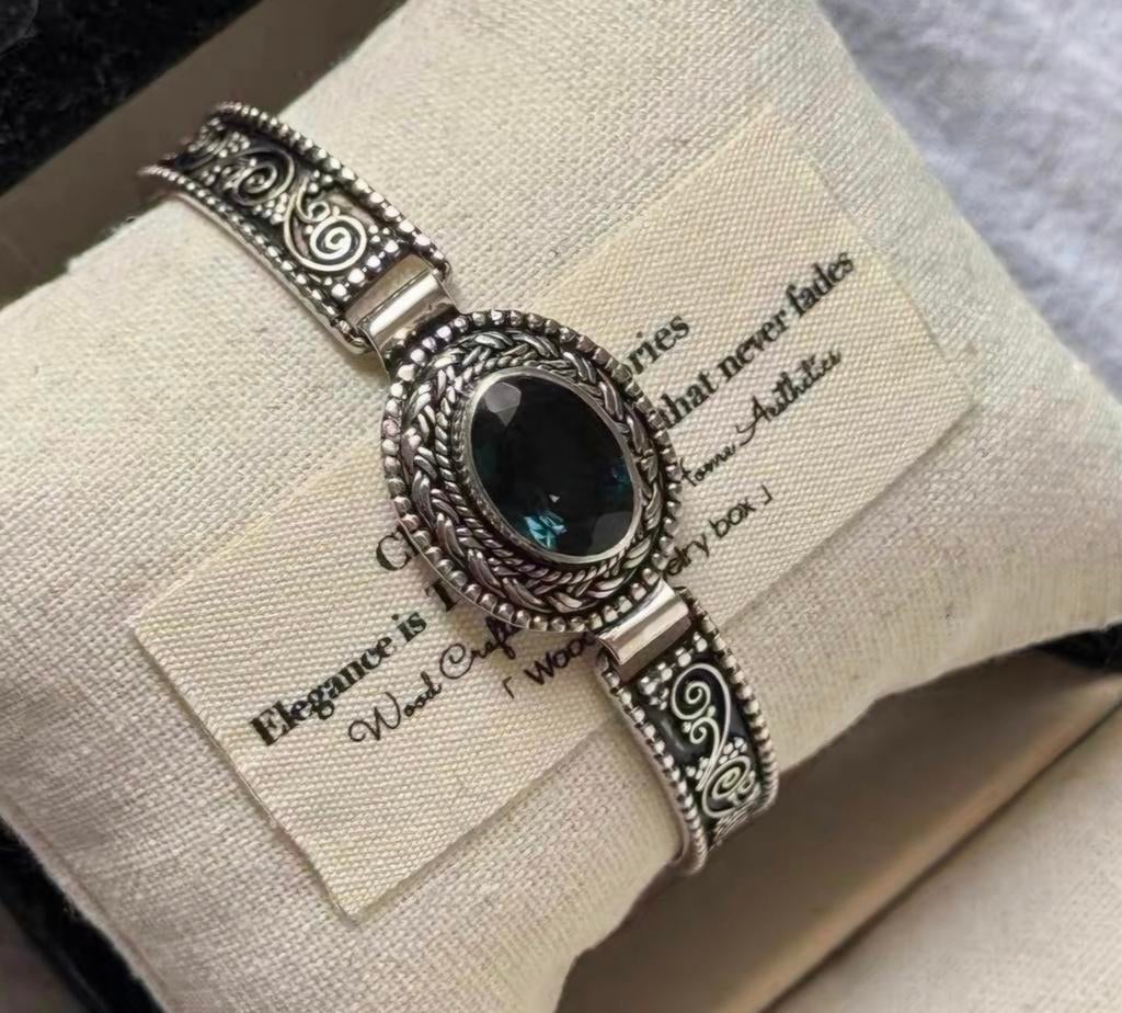 Sterling zilver armband met blauwe edelsteen, Ophalen of Verzenden, Zo goed als nieuw, Met edelsteen, Zilver