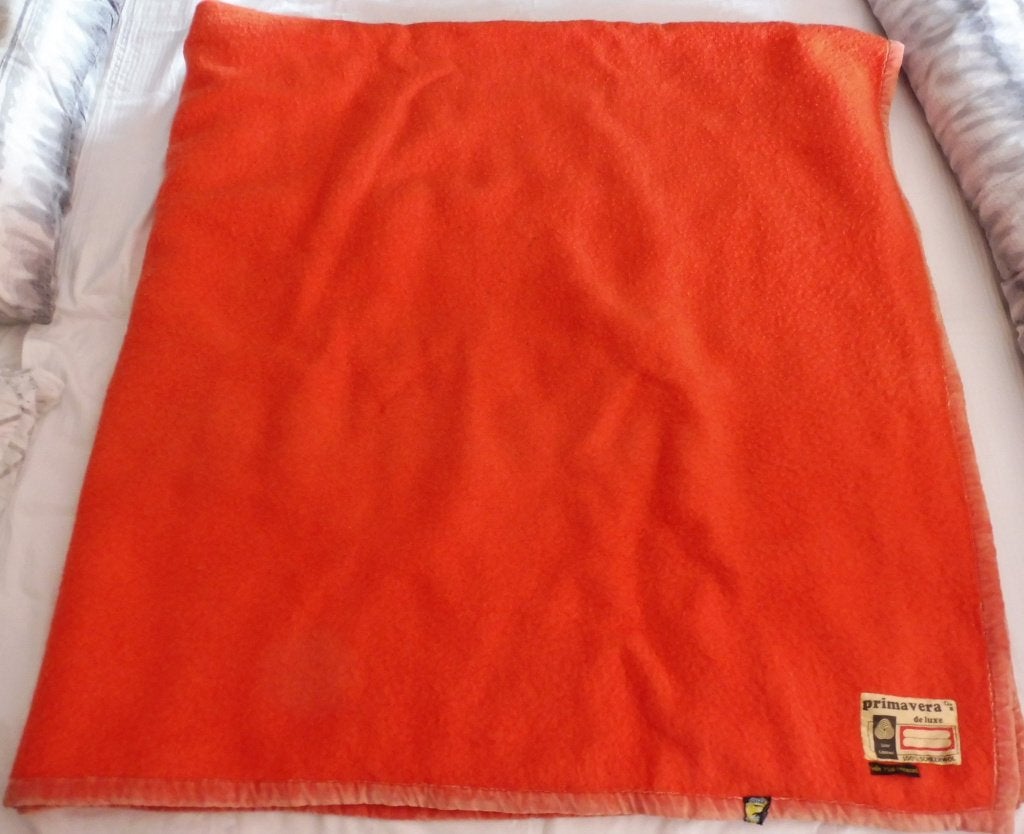Mooie hard rose wollen deken 225 x 235 cm wol kleed plaid, Ophalen, Gebruikt