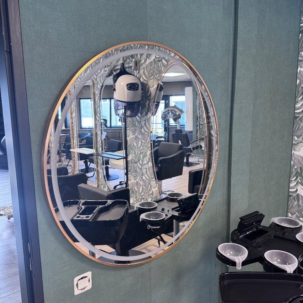 korting spiegel rond goud led nieuw kapper kapsalon badkamer, Huis en Inrichting, Ophalen, Minder dan 50 cm, Rond, Nieuw