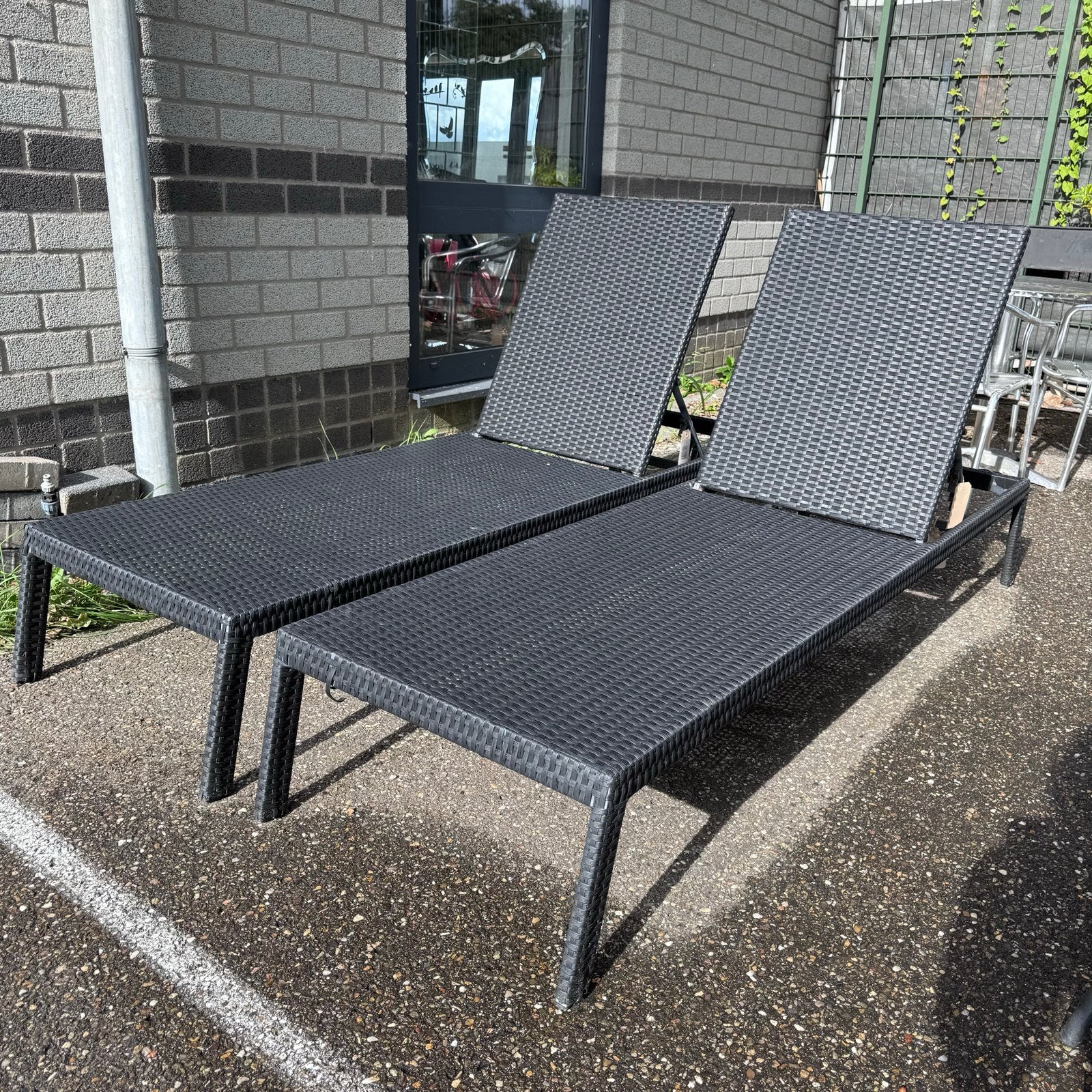 Set van 2 verstelbare ligbedden - staal en textileen, Tuin en Terras, Ophalen, Textileen, Nvt, Nvt