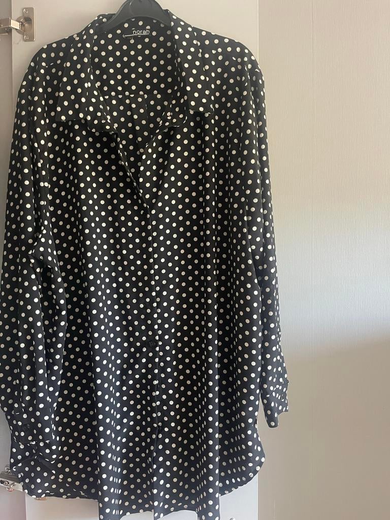 Norah Zwart-witte Polkadot Blouse Maat 46, Ophalen of Verzenden, Zo goed als nieuw, Maat 46/48 (XL) of groter, Zwart