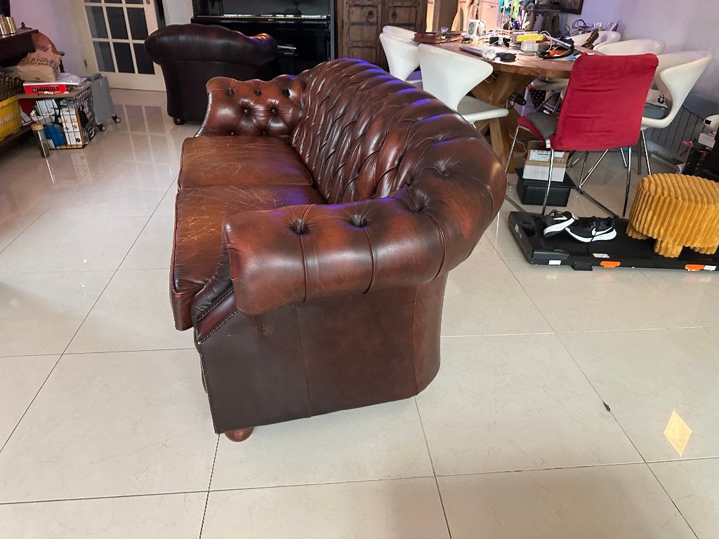 Chesterfields bank  3 persoons, Huis en Inrichting, Klassieke Chesterfield, 150 tot 200 cm, Driepersoons, Ophalen of Verzenden