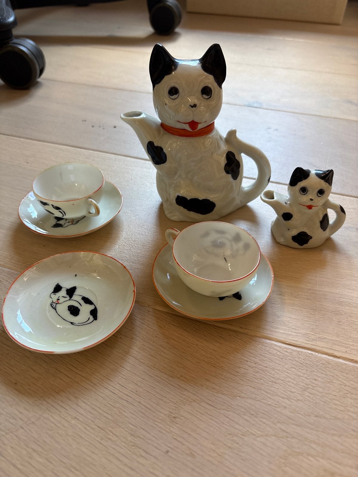 Vintage Katten Theeservies - Speels en Compleet, Ophalen of Verzenden