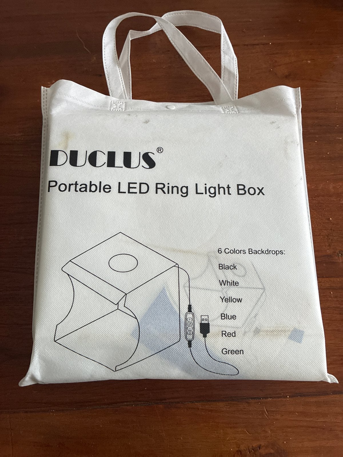 DUCLUS Draagbare LED Ring Light Fotobox met 6 Achtergronden, Ophalen of Verzenden, Zo goed als nieuw, Mini fotostudio, Inclusief lampen