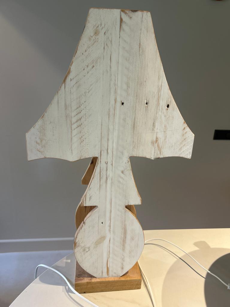 Unieke handgemaakte houten paddenstoel lamp, Ophalen, Gebruikt, Hout