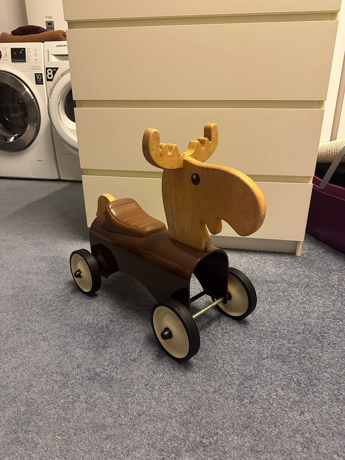 Houten loopauto eland - Zo goed als nieuw, Ophalen, Zo goed als nieuw, Rij- of Hobbelspeelgoed