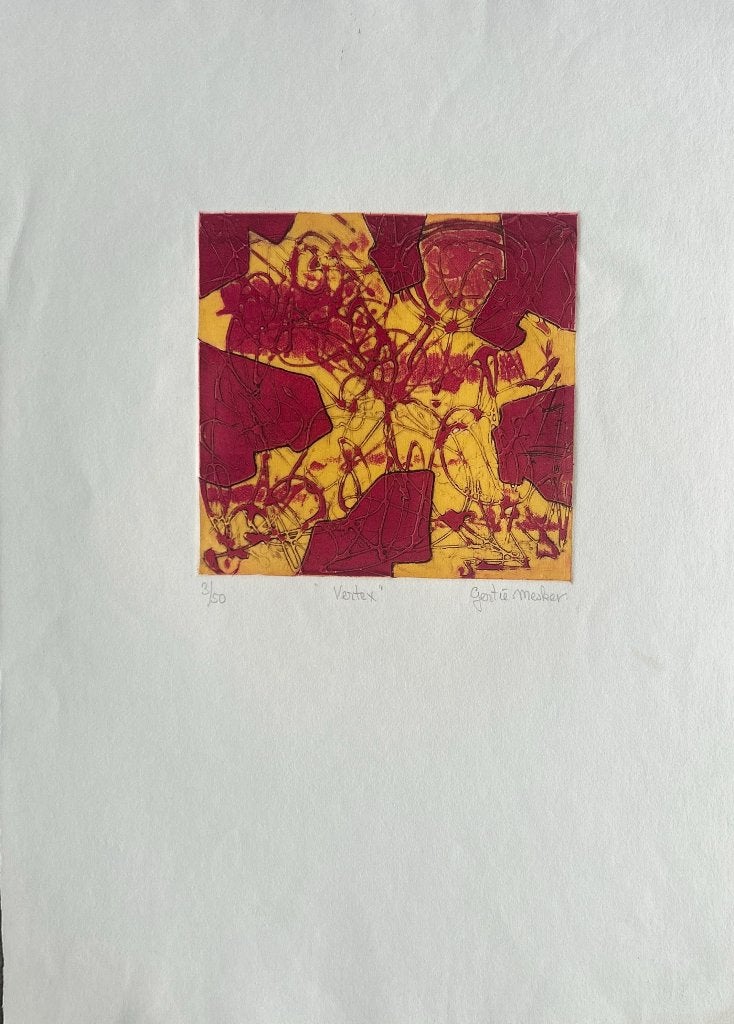 Ets Gertie Mesker - Vertex, Antiek en Kunst, Kunst | Litho's en Zeefdrukken, Gesigneerd, Verzenden, Abstract, Ets
