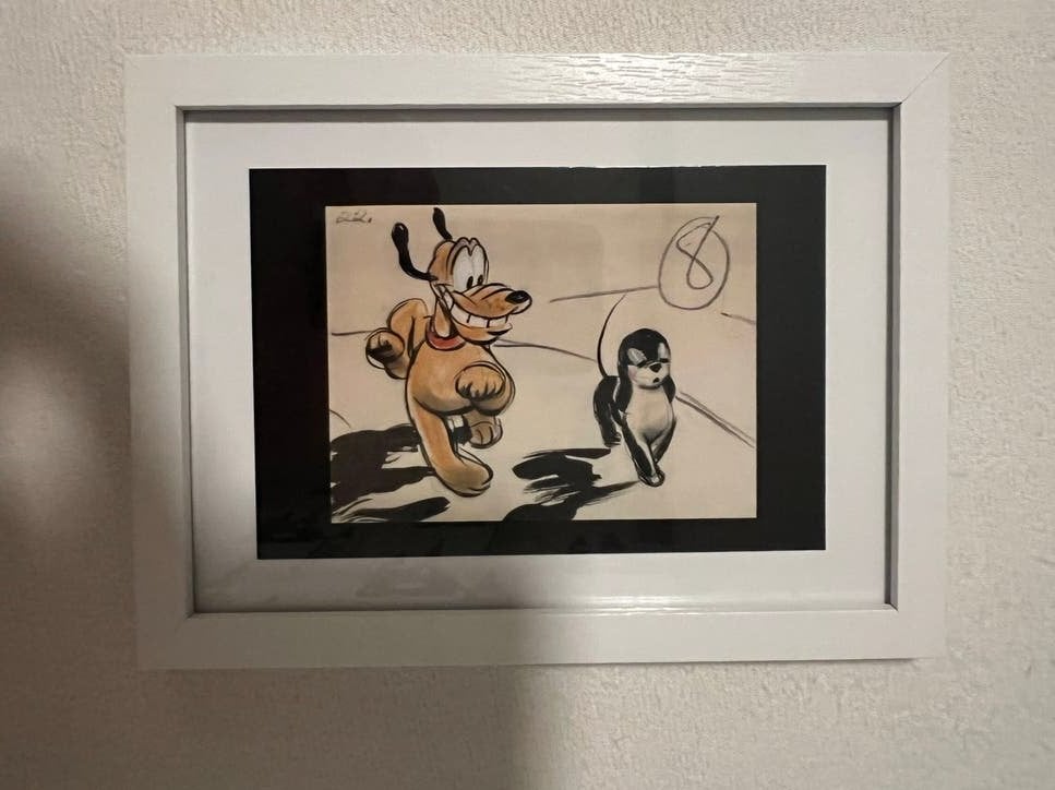 Disney Pluto schets kaart ingelijst, Minder dan 50 cm, Overige typen, Ophalen of Verzenden, Zo goed als nieuw
