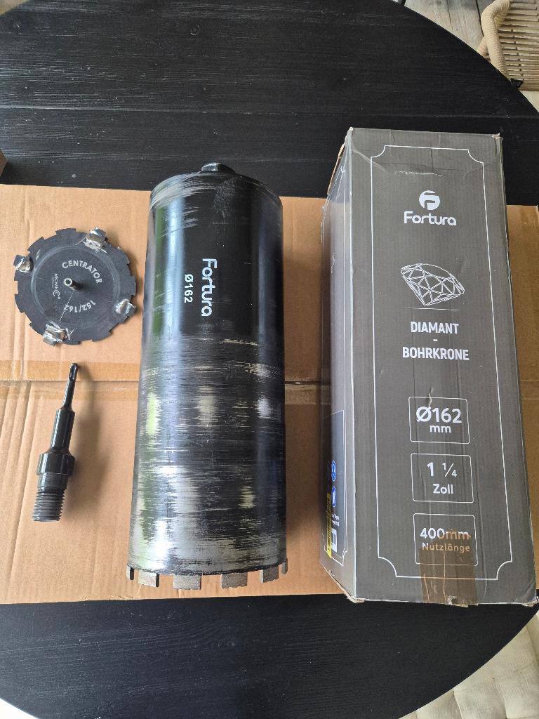 Diamantkernboor Ø162mm 400mm + centrator + SDS Plus adapter, Ophalen of Verzenden, Gebruikt