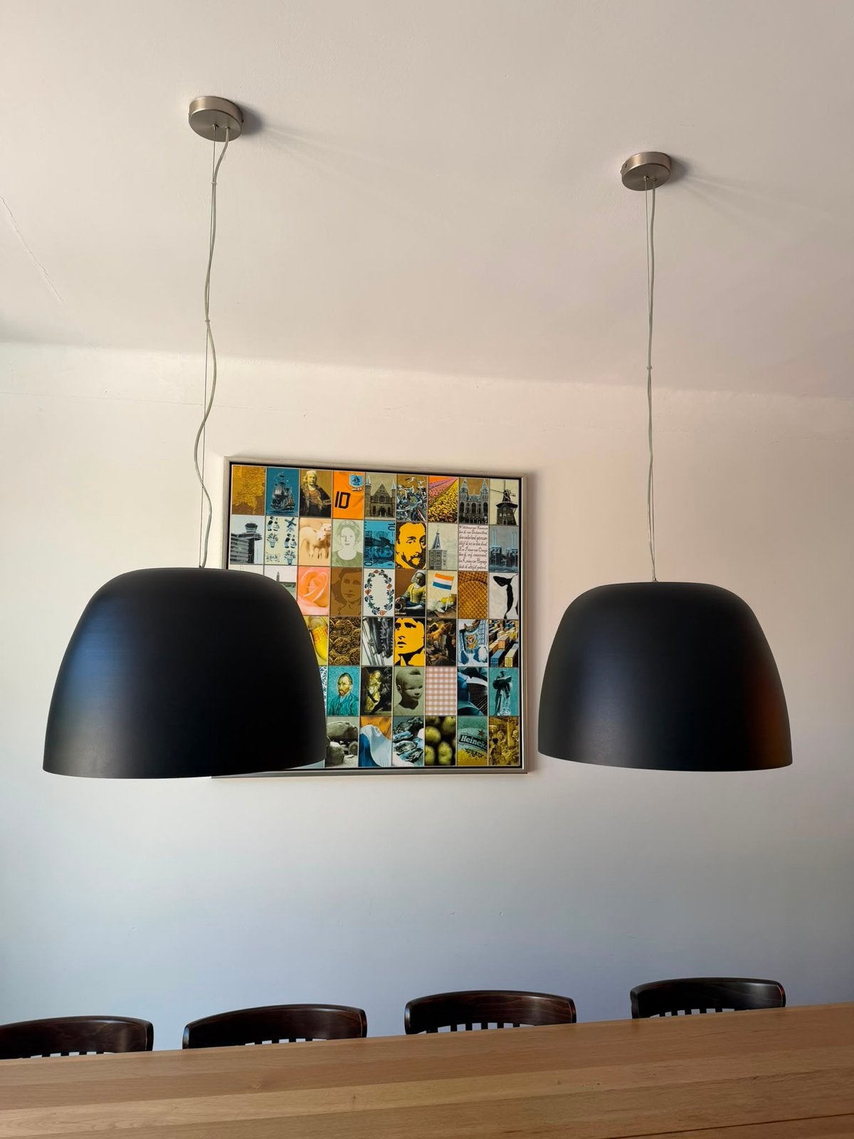 Set van 2 Hanglampen Noor Zwart Ø50cm Nieuwstaat, Ophalen, Zo goed als nieuw, Metaal, E27 (groot)