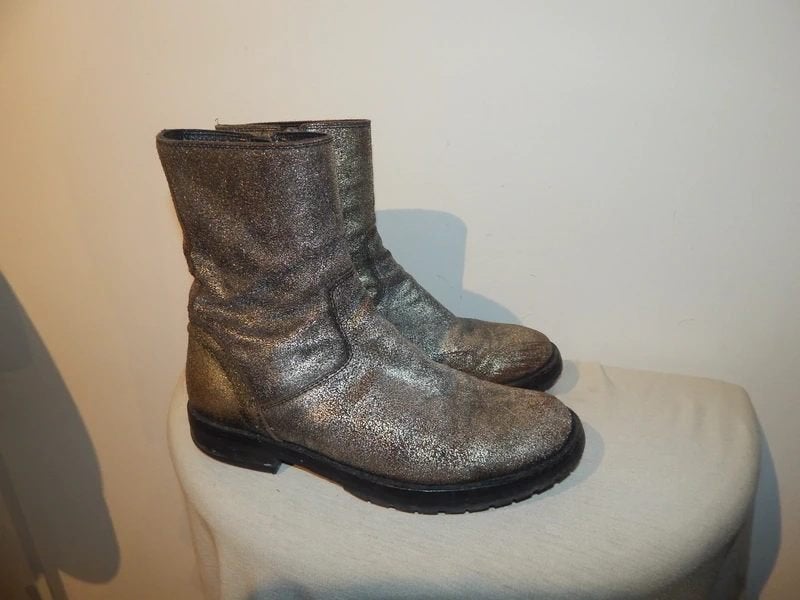 Ann Demeulemeester leren laarzen goud zilver van kleur 37, Overige kleuren, Verzenden, Lage of Enkellaarzen, Ann Demeulenmeester