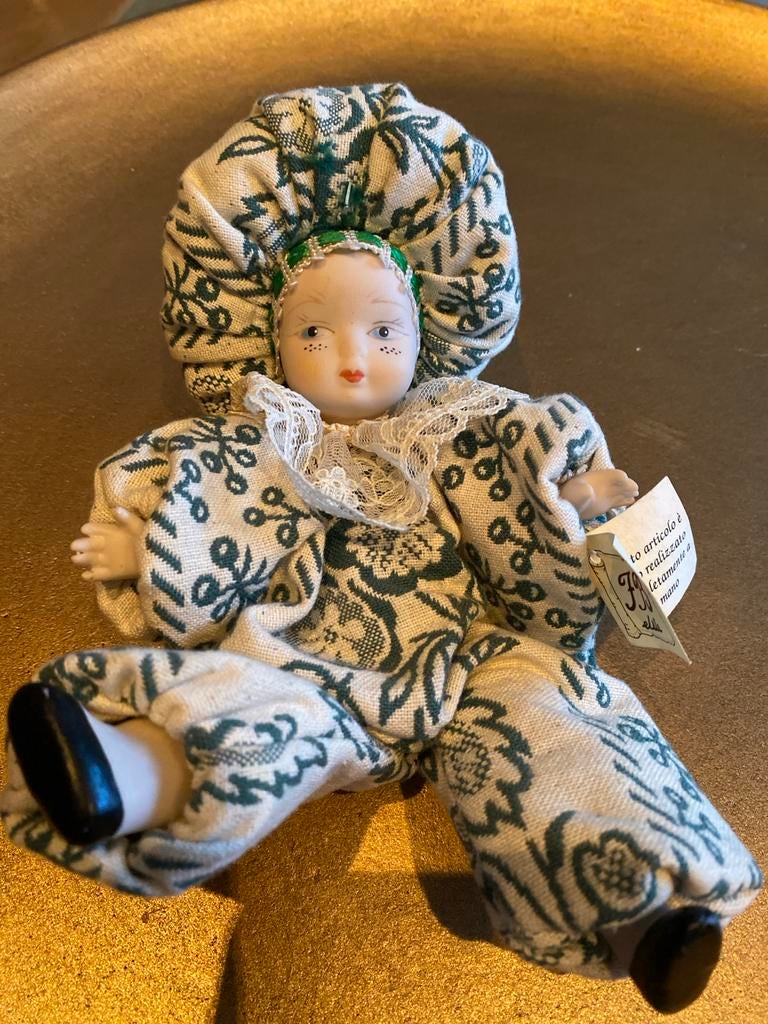 Vintage Porseleinen Harlekijn Popje - Handgemaakt, Verzamelen, Ophalen of Verzenden, Gebruikt, Pop