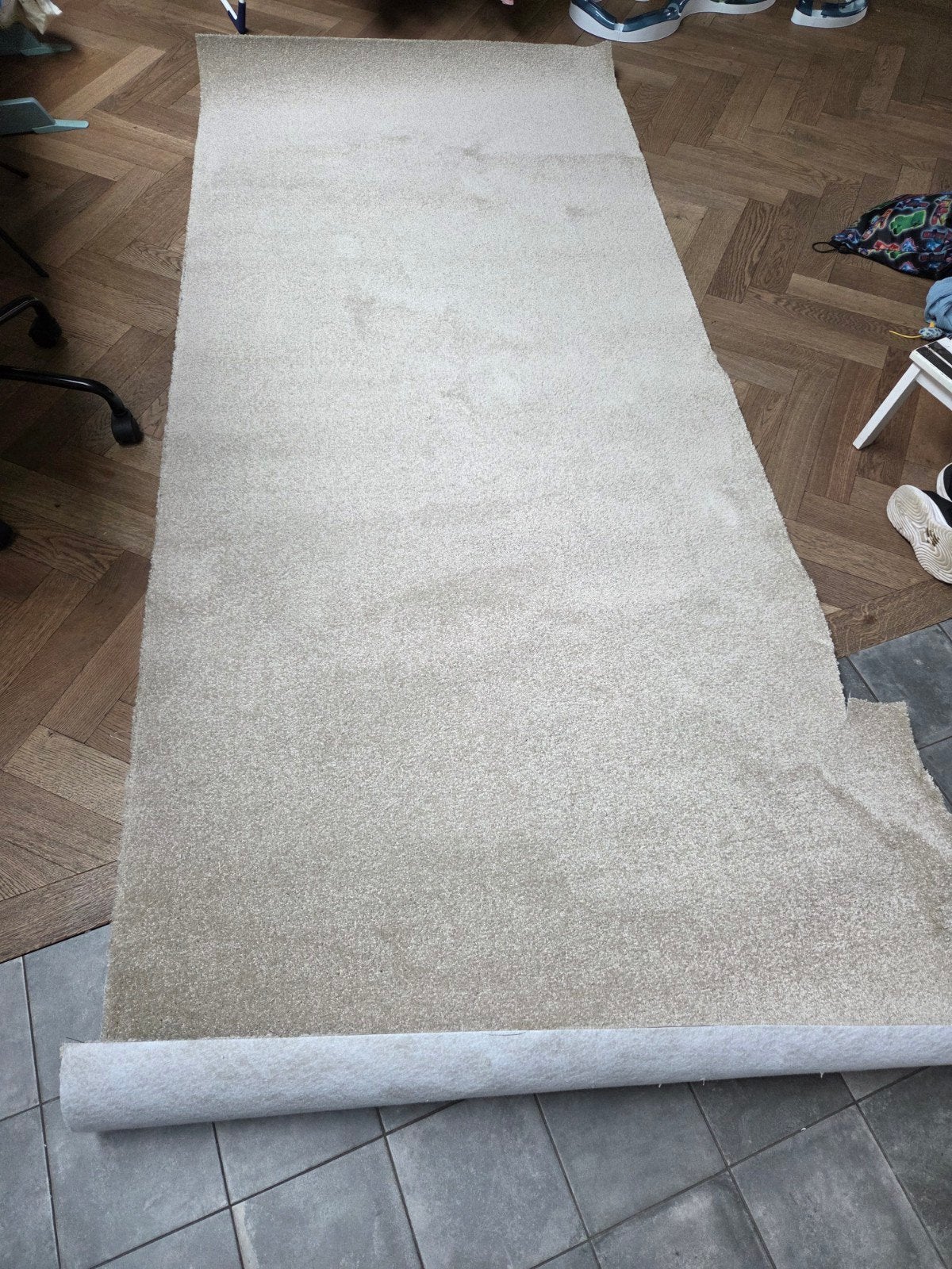 Restant beige vloerbedekking / tapijt, Ophalen, Minder dan 10 m², Beige, Tapijt