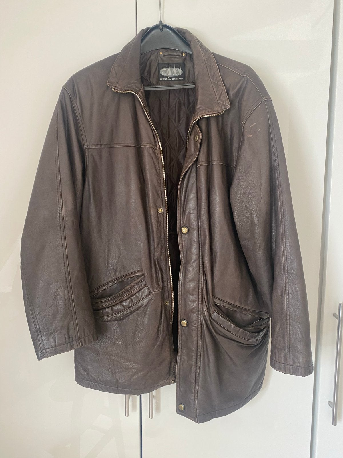 Vintage Leren Jas - Bruin - Maat XL - Perfecte Vintage Look, Kleding | Heren, Ophalen of Verzenden, Gedragen, Maat 56/58 (XL)