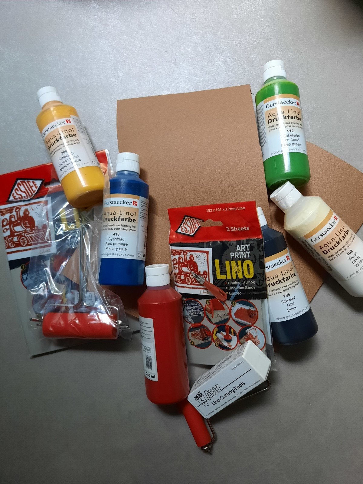 Linoverf, linoroller, linosnijset, linoleum voor linodruk, Ophalen of Verzenden, Nieuw