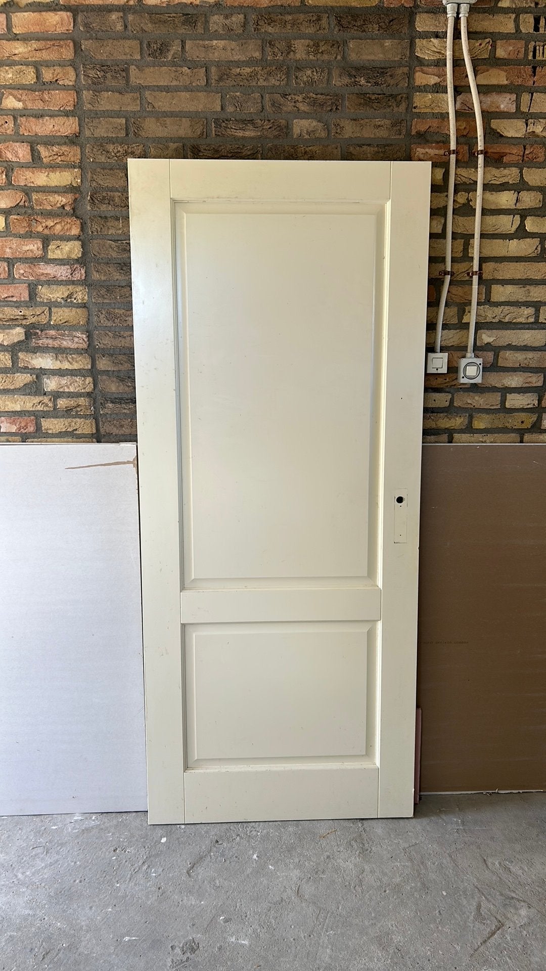 Massieve hardhouten paneel opdekdeur, Ophalen, Zo goed als nieuw, Binnendeur, 200 tot 215 cm